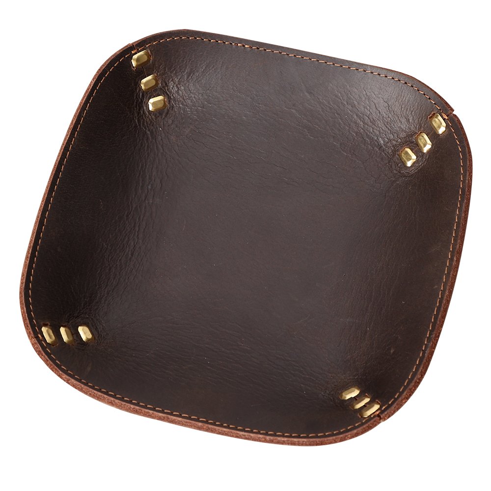 Wholesale Genuine Leather Folding Tray Creative Collapsible Coin Key Trinket Storage Box Dice Rolling Tray for Sundries