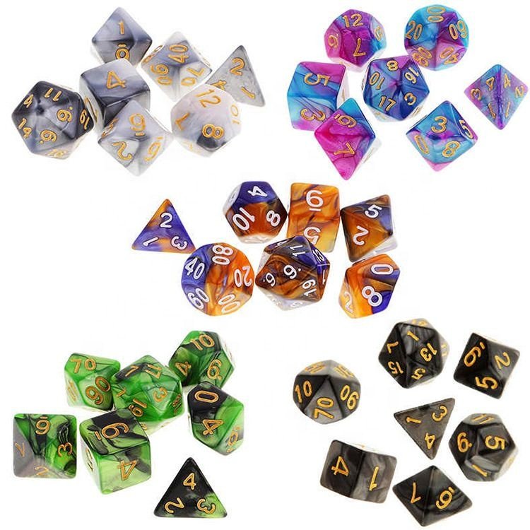 DND Dice Sets, 5*7PCS Dungeons and Dragons Dice with Free Pouch D&D Pole Playing Games