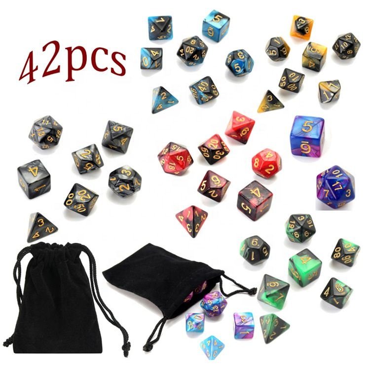 DND Dice Sets, 5*7PCS Dungeons and Dragons Dice with Free Pouch D&D Pole Playing Games
