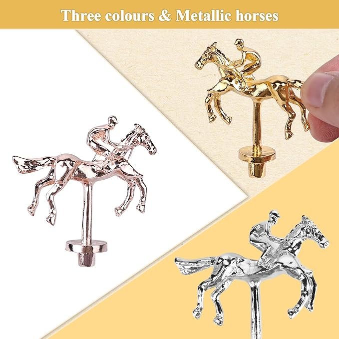 Horse Racing Board Game Set Foldable Solid Wood Adult Board Games Dice Cards Kids with Luxurious Metal Horses Family Derby Day