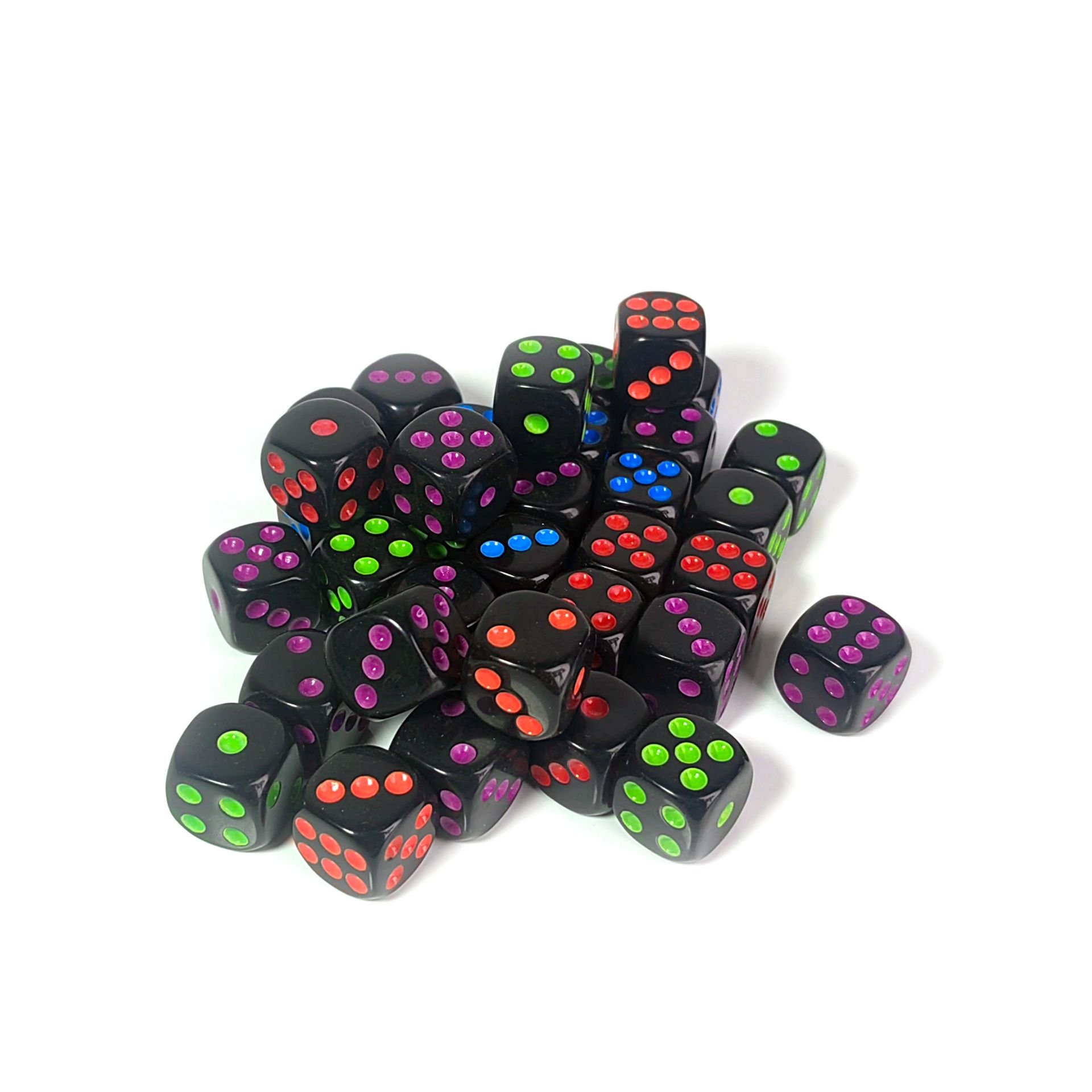 manufacturers Colorful Pips 6 Sided Rounded Corner Custom bulk black dice 16mm game acrylic dice