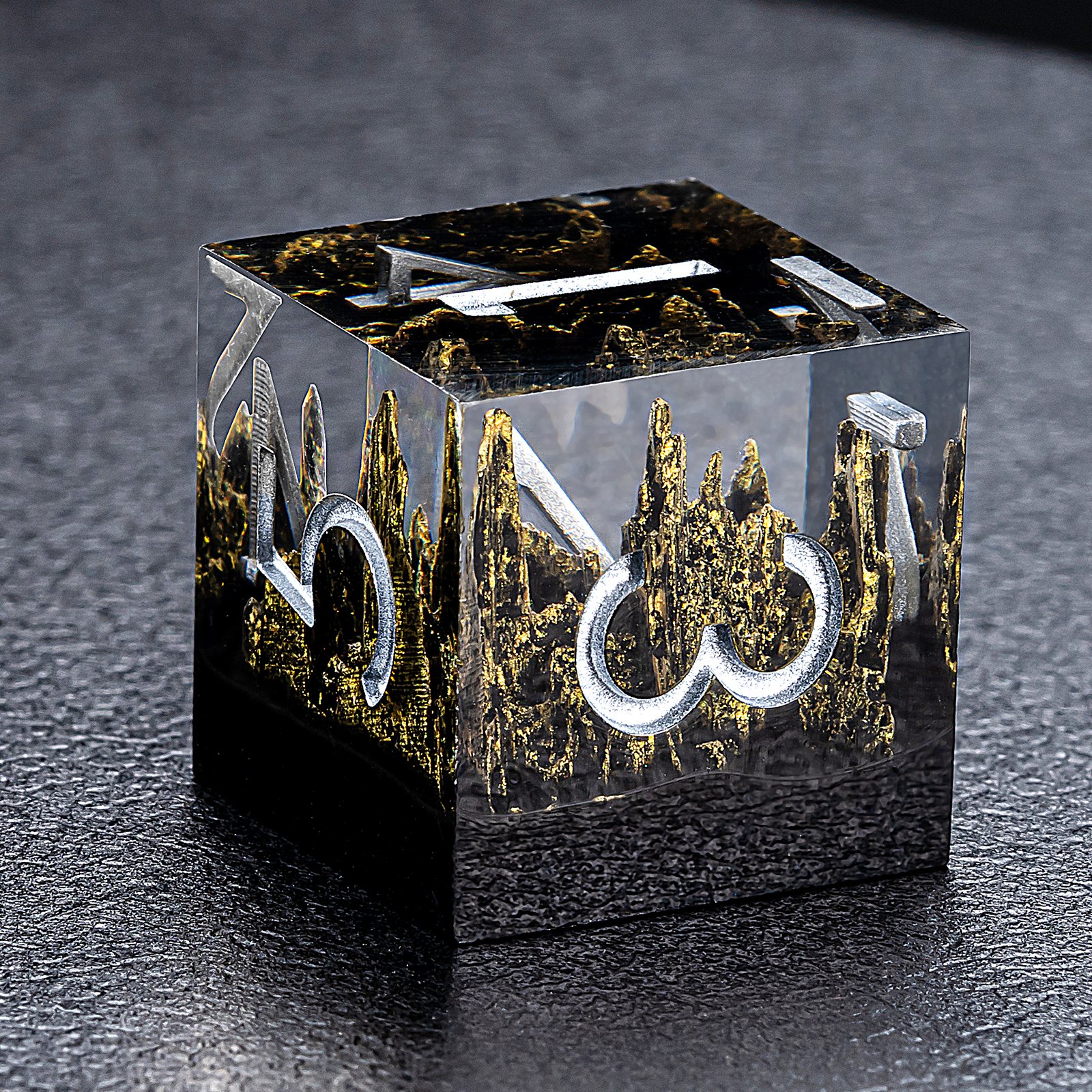 Factory Direct Price Popular Mountain Shape DND Dice Polyhedral Resin Sharp Edge Dice Set Bulk for Board Game