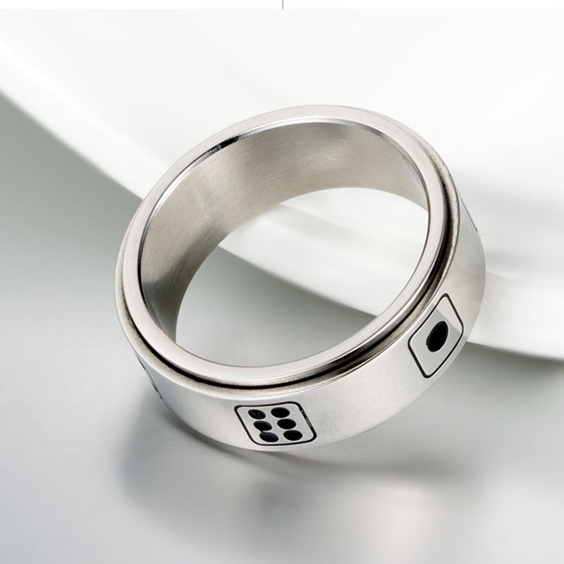 Spinner Ring Women Men Dice Game Points Novelty Ring Black/Gold/Silver Color Titanium Ring Bar Party Jewelry 8mm