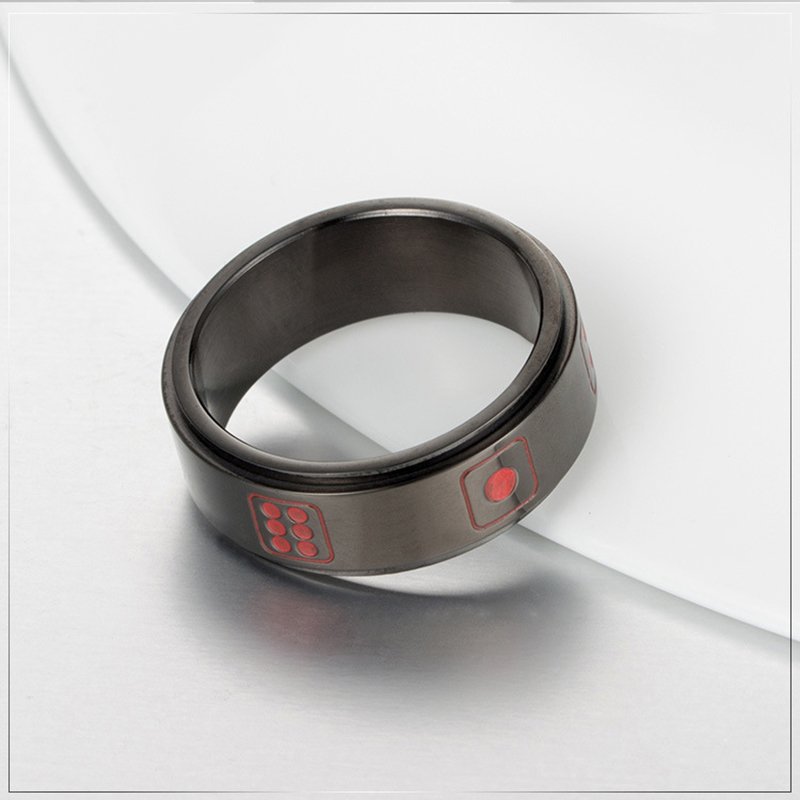 Spinner Ring Women Men Dice Game Points Novelty Ring Black/Gold/Silver Color Titanium Ring Bar Party Jewelry 8mm