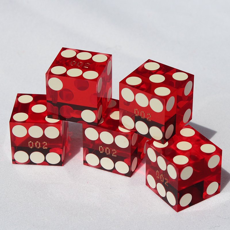 Matching Serial Numbers Set of 5 Casino dice 19mm Acrylic Material Sharp Edge
