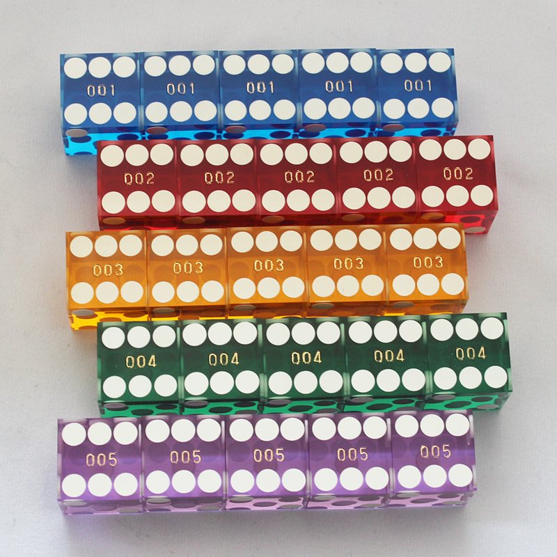 Matching Serial Numbers Set of 5 Casino dice 19mm Acrylic Material Sharp Edge