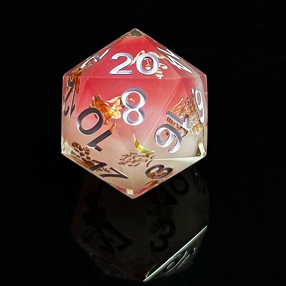 Factory Sharp edged Dnd Pink Gold Carving resin Dice For Dungeons and Dragons Polyhedral RPG Dice set for adult dice games