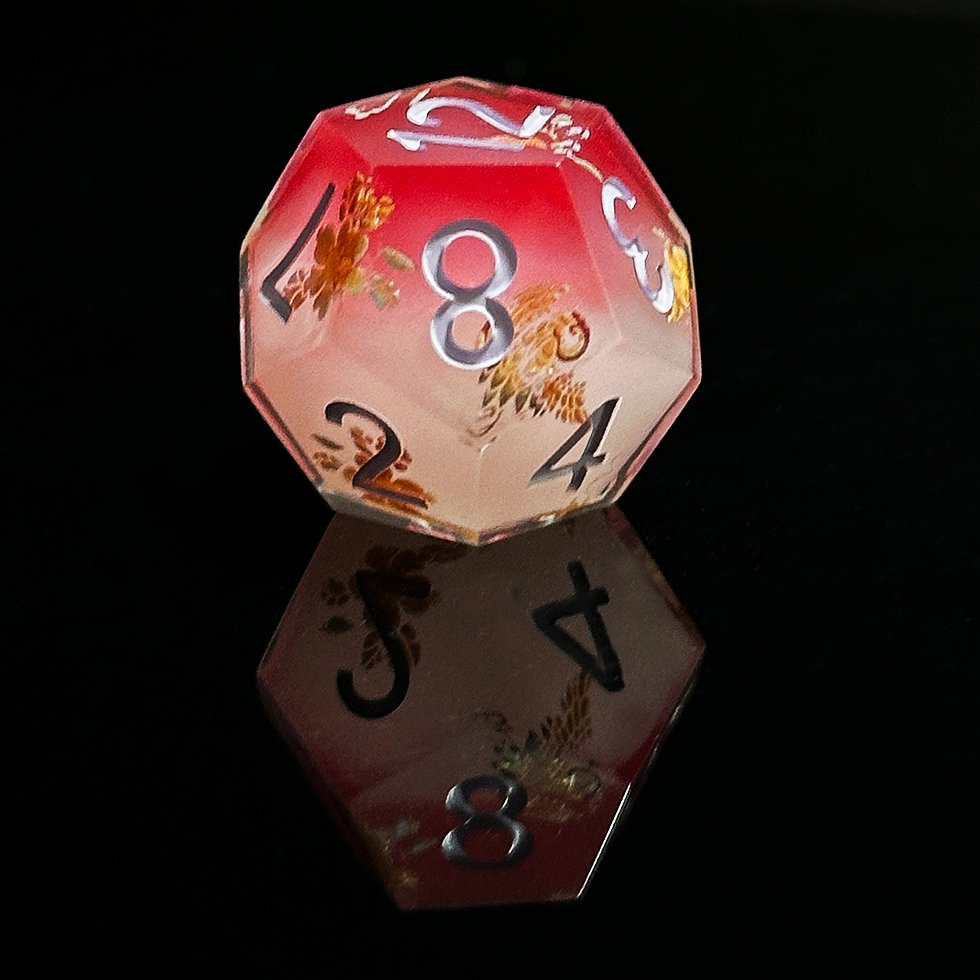 Factory Sharp edged Dnd Pink Gold Carving resin Dice For Dungeons and Dragons Polyhedral RPG Dice set for adult dice games