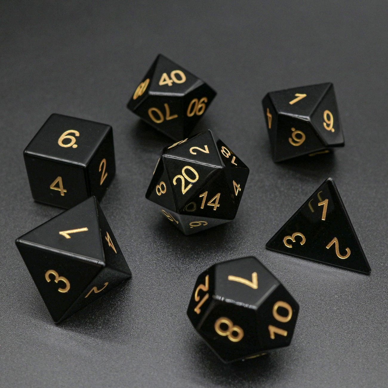 Precious obsidian Luxury Polyhedral Dungeons and Dragons Gemstone Dice for Collection