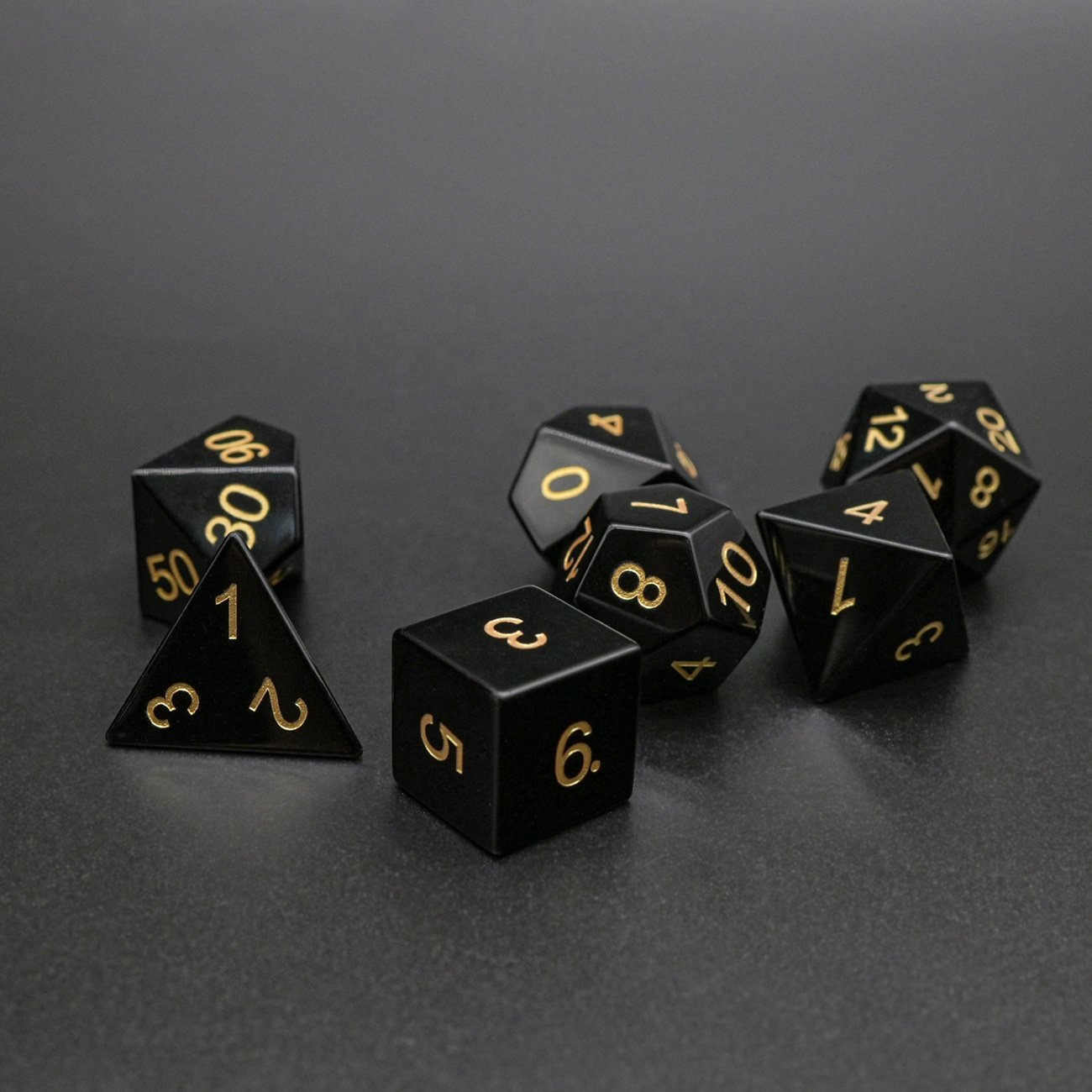 Precious obsidian Luxury Polyhedral Dungeons and Dragons Gemstone Dice for Collection
