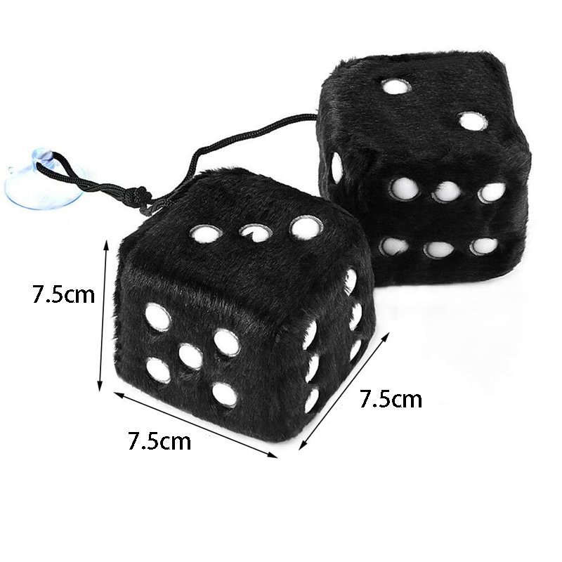 Car Centra Mirror Hanging Accessories Retro Square fuzzy Plush Dice with Dots