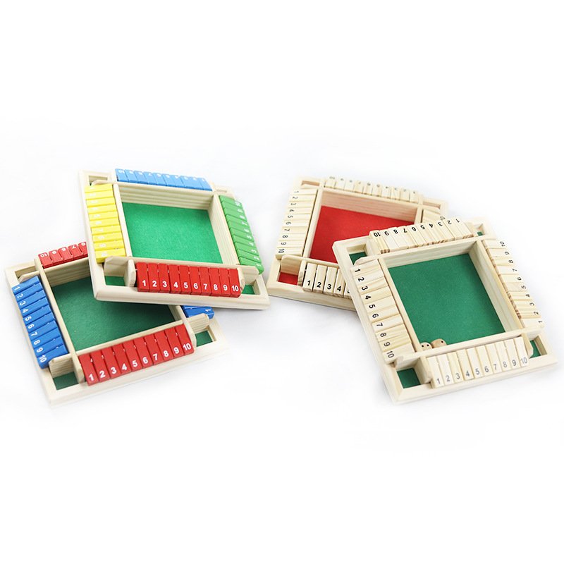 2024 new Wooden Flop Drinking Game 4 Players Shut The Box Dice Game Party Party Family Entertainment Family Board Game