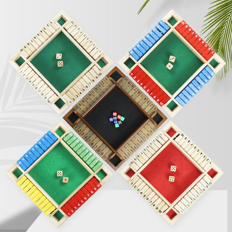 2024 new Wooden Flop Drinking Game 4 Players Shut The Box Dice Game Party Party Family Entertainment Family Board Game