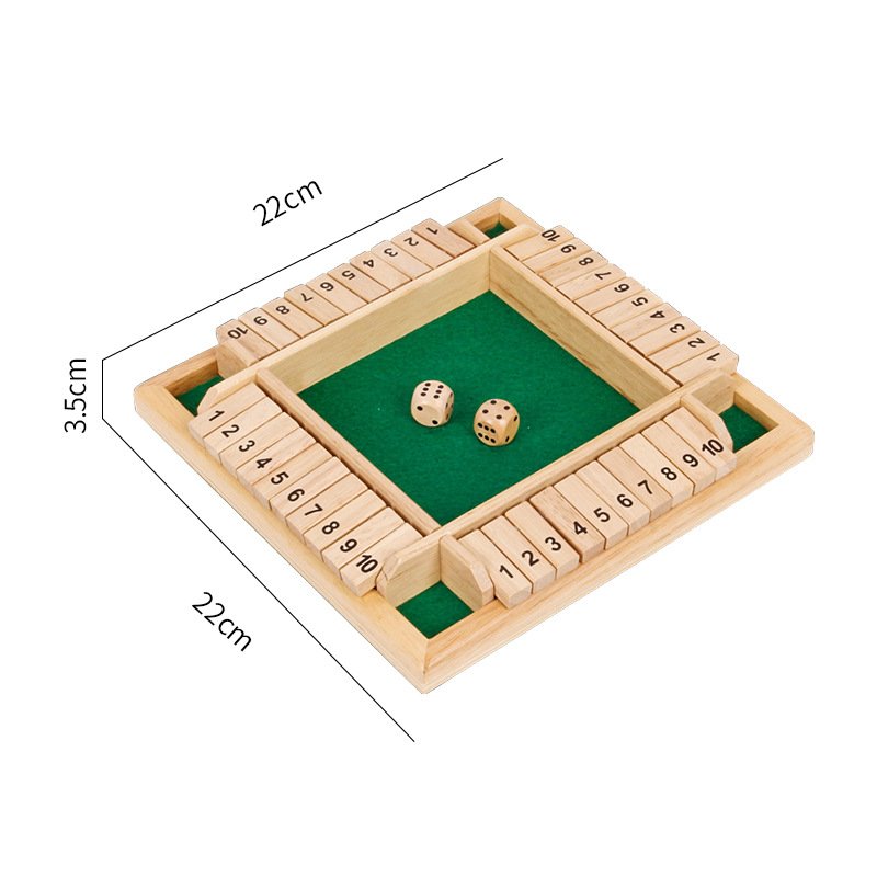 2024 new Wooden Flop Drinking Game 4 Players Shut The Box Dice Game Party Party Family Entertainment Family Board Game