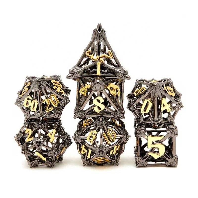 Dice Manufacturers Arrow Symbol Lightweight Hollow Dice Polyhedral DND Metal Dice Set for RPG Player