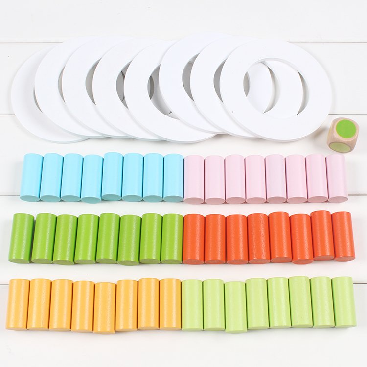 Wooden building tower stacking game with Dice Toppling Leaning Tower Toy Montessori Family Party Games for Kids and Adults