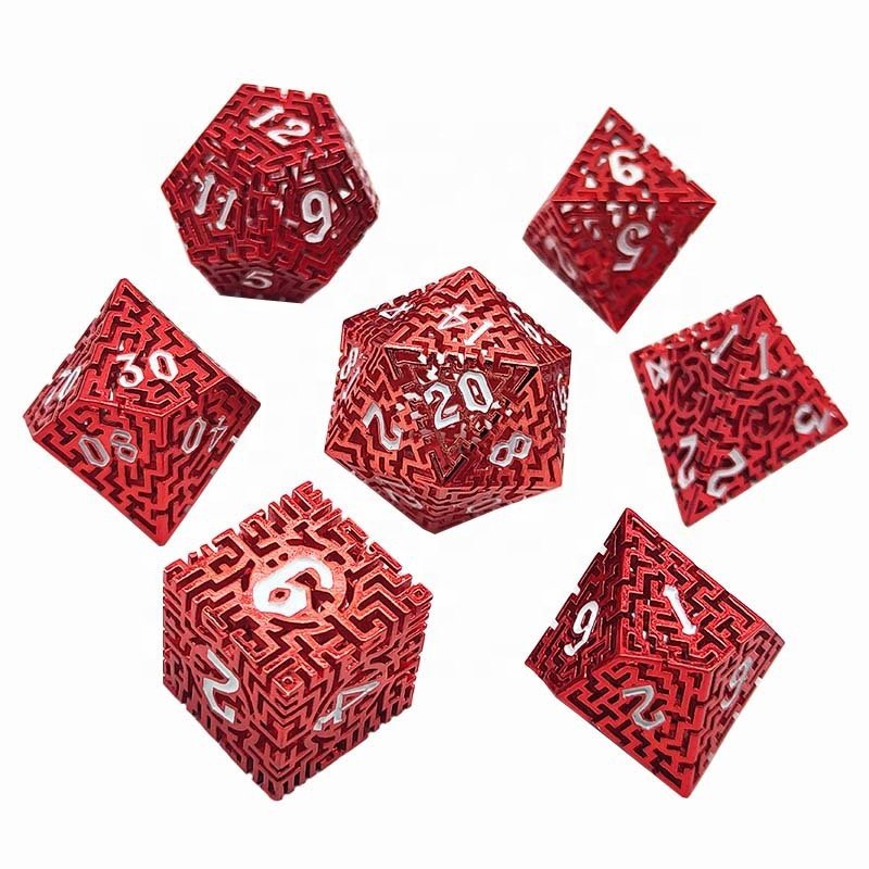 Manufacturer Price Hollow Mysterious Maze DND Metal Dice Set for Table Game