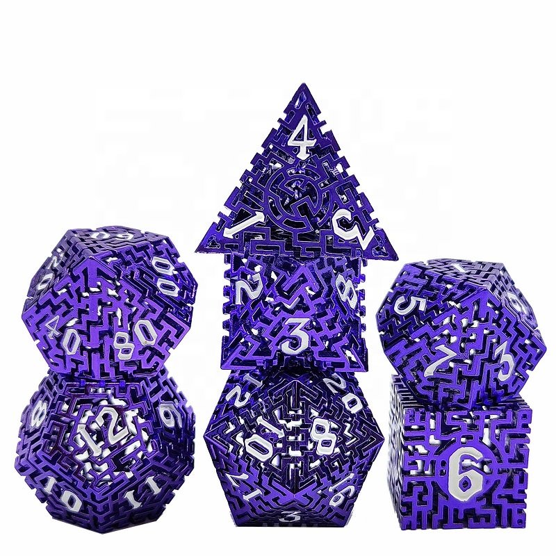 Manufacturer Price Hollow Mysterious Maze DND Metal Dice Set for Table Game