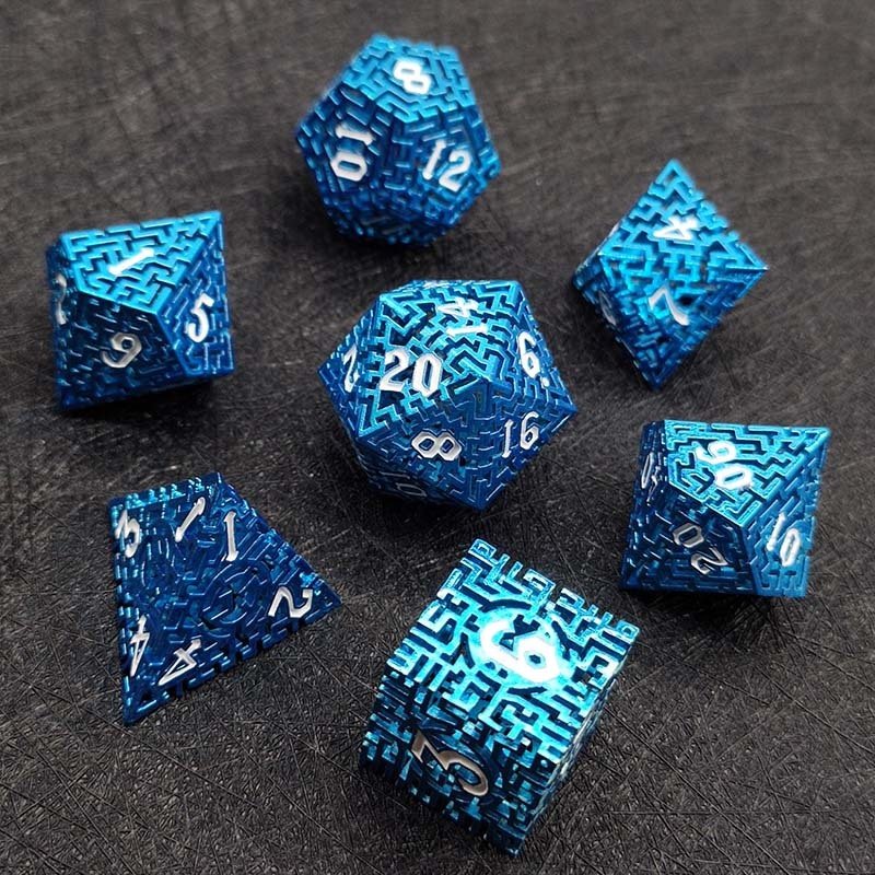 Manufacturer Price Hollow Mysterious Maze DND Metal Dice Set for Table Game