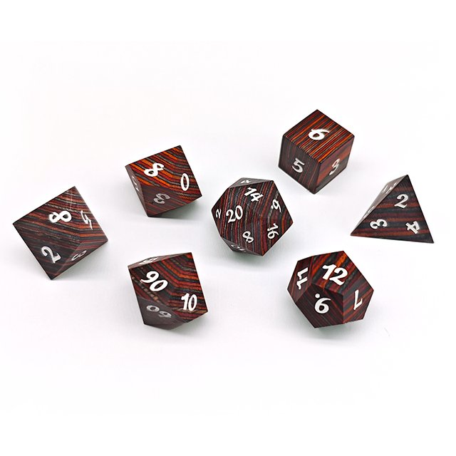 New Styles Custom Wholesale Rainbow Wood Dice Polyhedral DND Wooden Dice Set For RPG Board Games