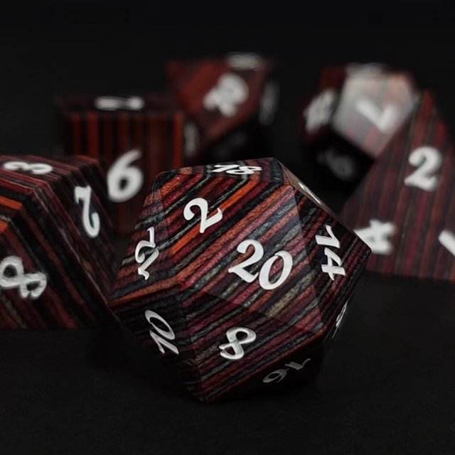 New Styles Custom Wholesale Rainbow Wood Dice Polyhedral DND Wooden Dice Set For RPG Board Games