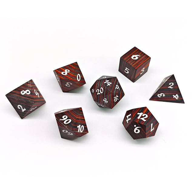 New Styles Custom Wholesale Rainbow Wood Dice Polyhedral DND Wooden Dice Set For RPG Board Games