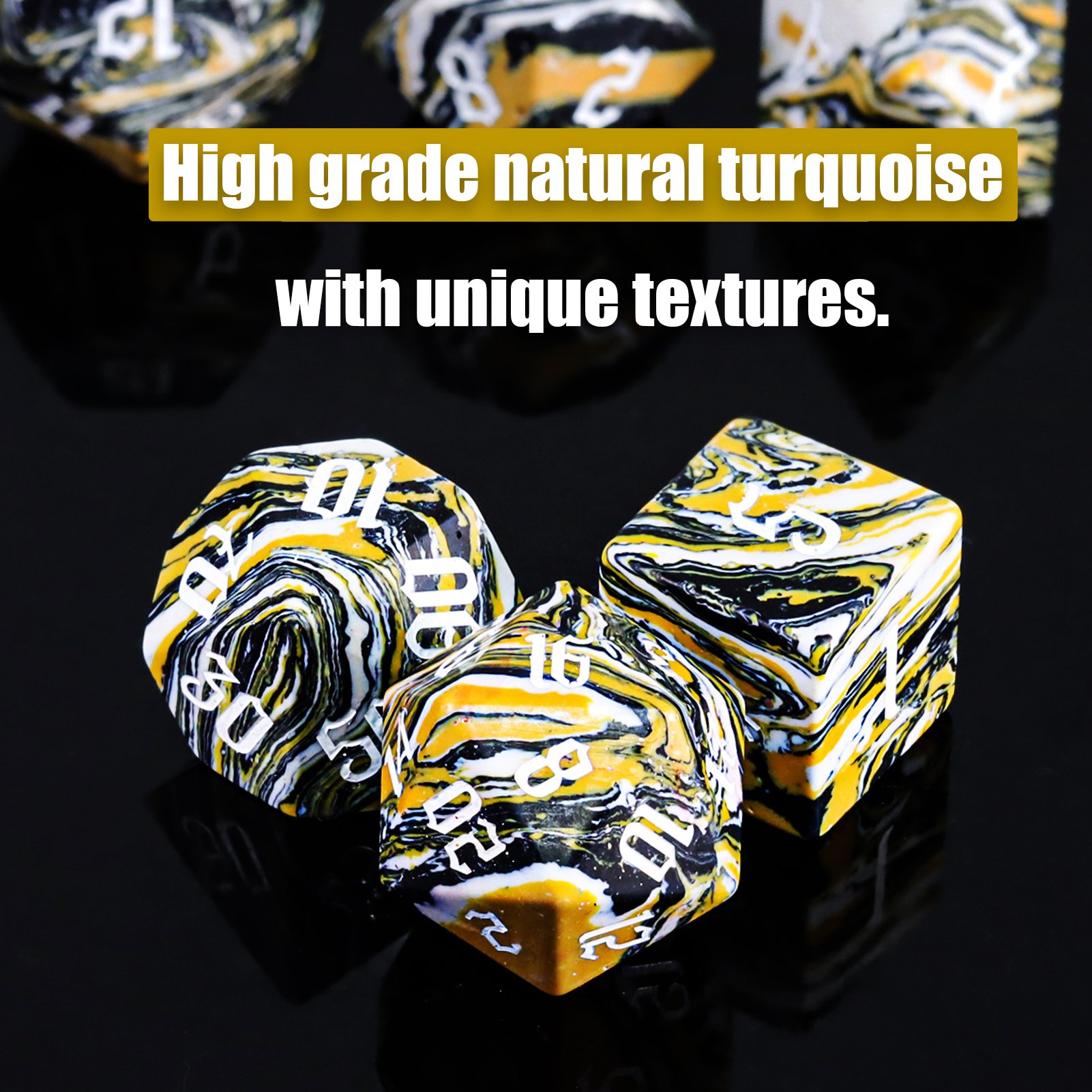 Factory wholesale customized high quality white turquoise dice set for dungeons and dragons RPG