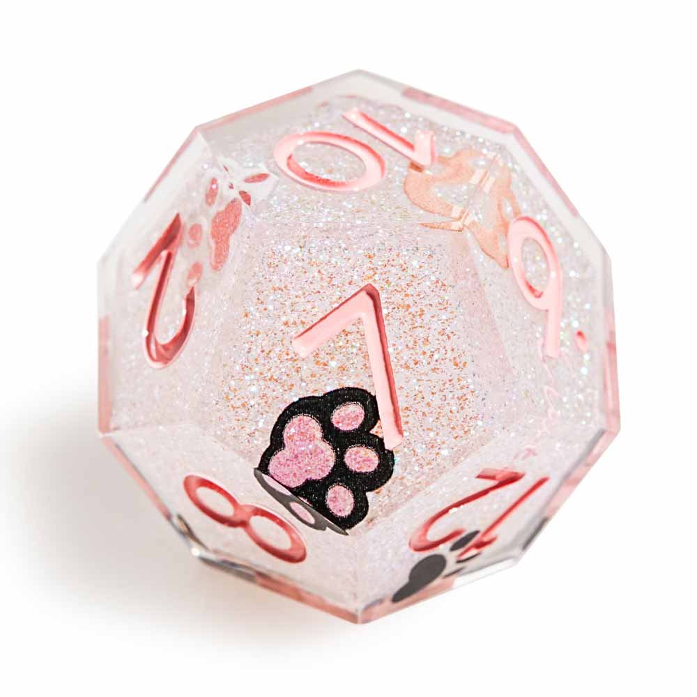 7Pcs Pink Cat's Paw Dice Resin Polyhedral Dice For DND Role Games Playing Collection Set