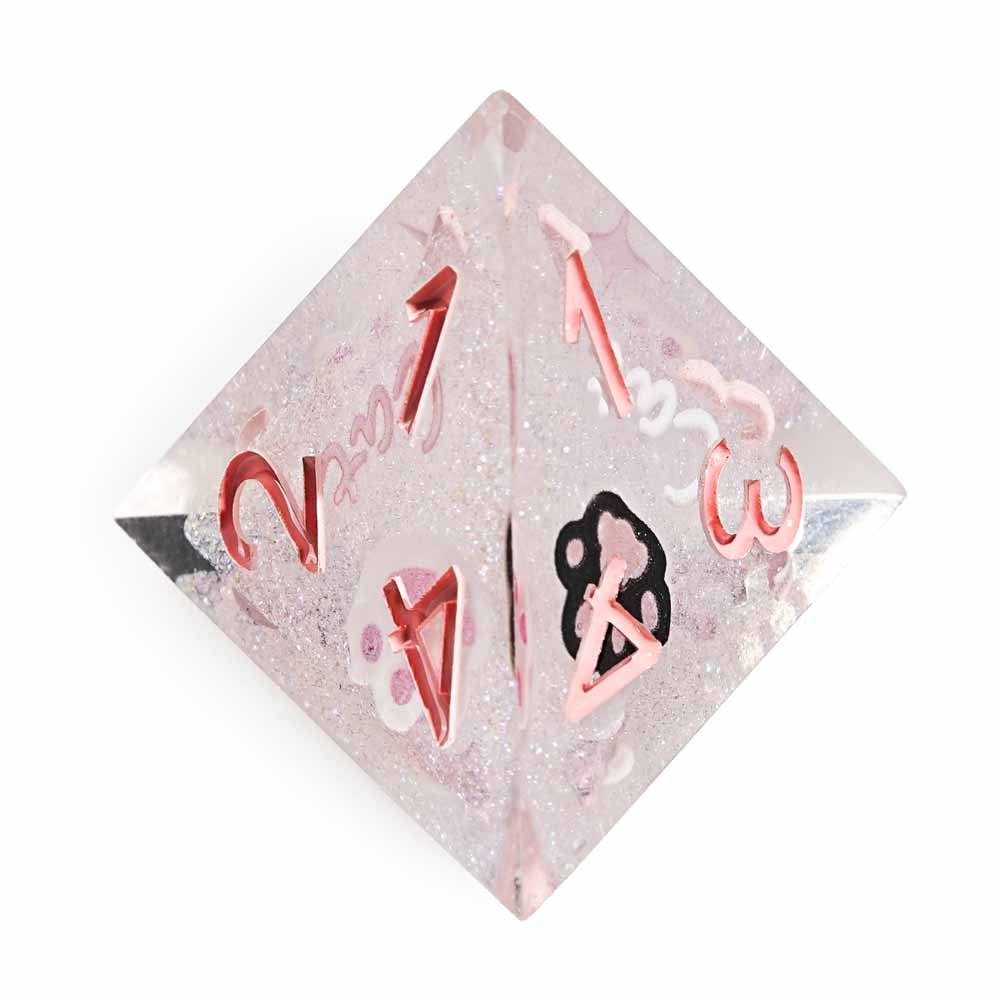 7Pcs Pink Cat's Paw Dice Resin Polyhedral Dice For DND Role Games Playing Collection Set