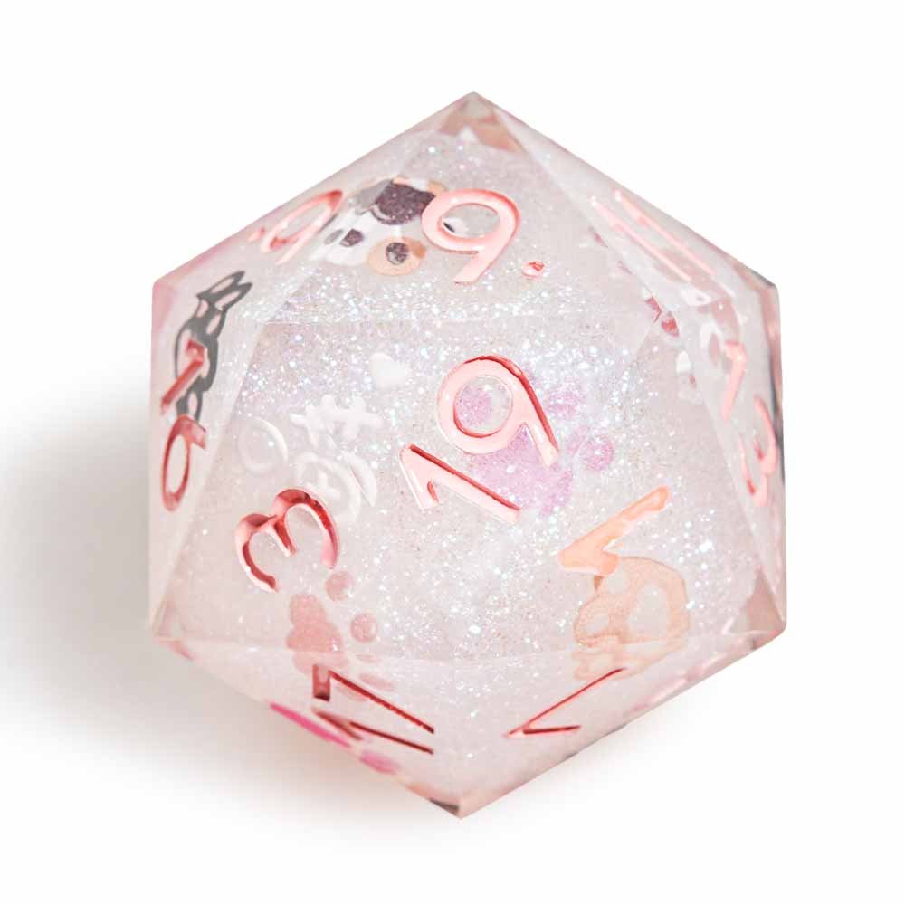 7Pcs Pink Cat's Paw Dice Resin Polyhedral Dice For DND Role Games Playing Collection Set