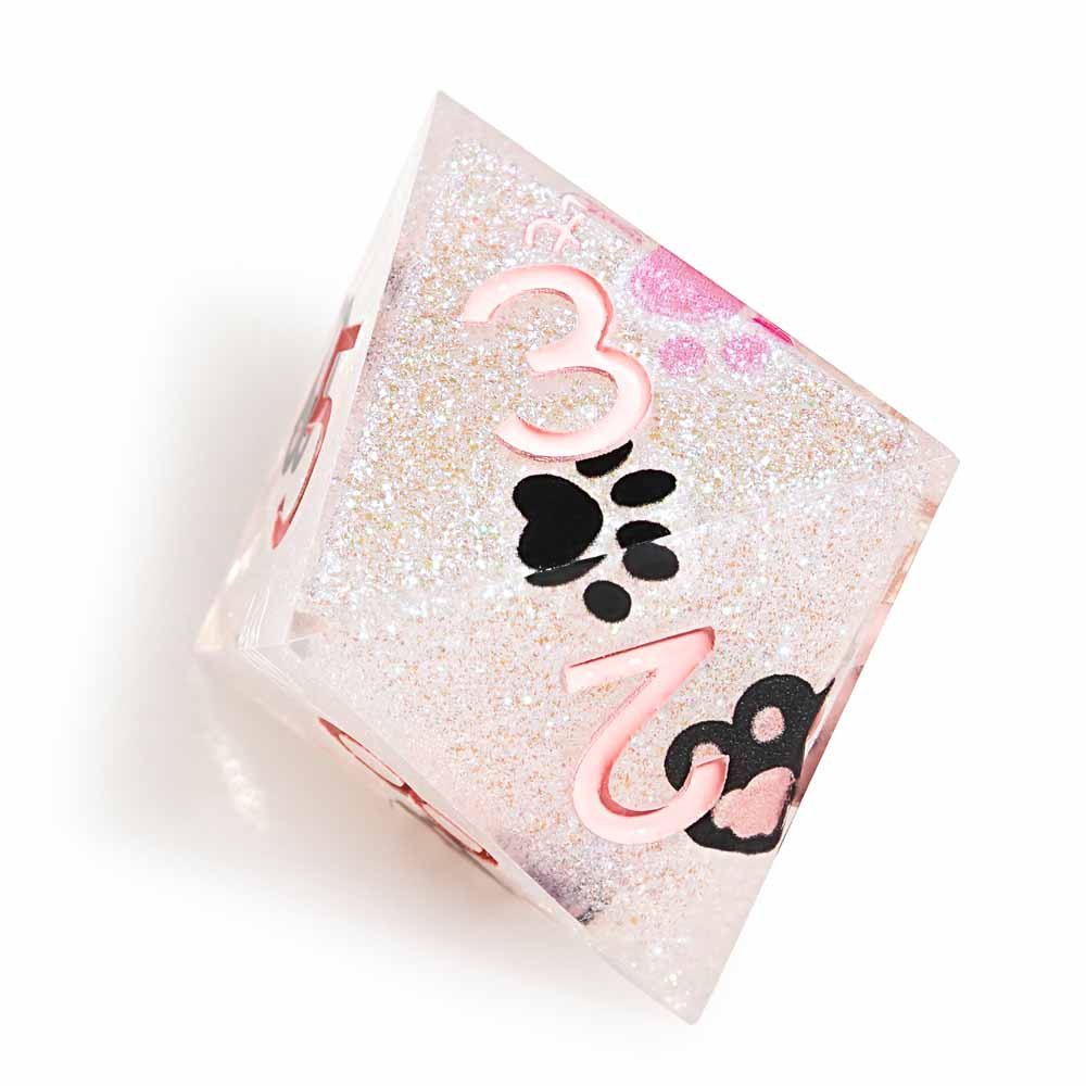 7Pcs Pink Cat's Paw Dice Resin Polyhedral Dice For DND Role Games Playing Collection Set