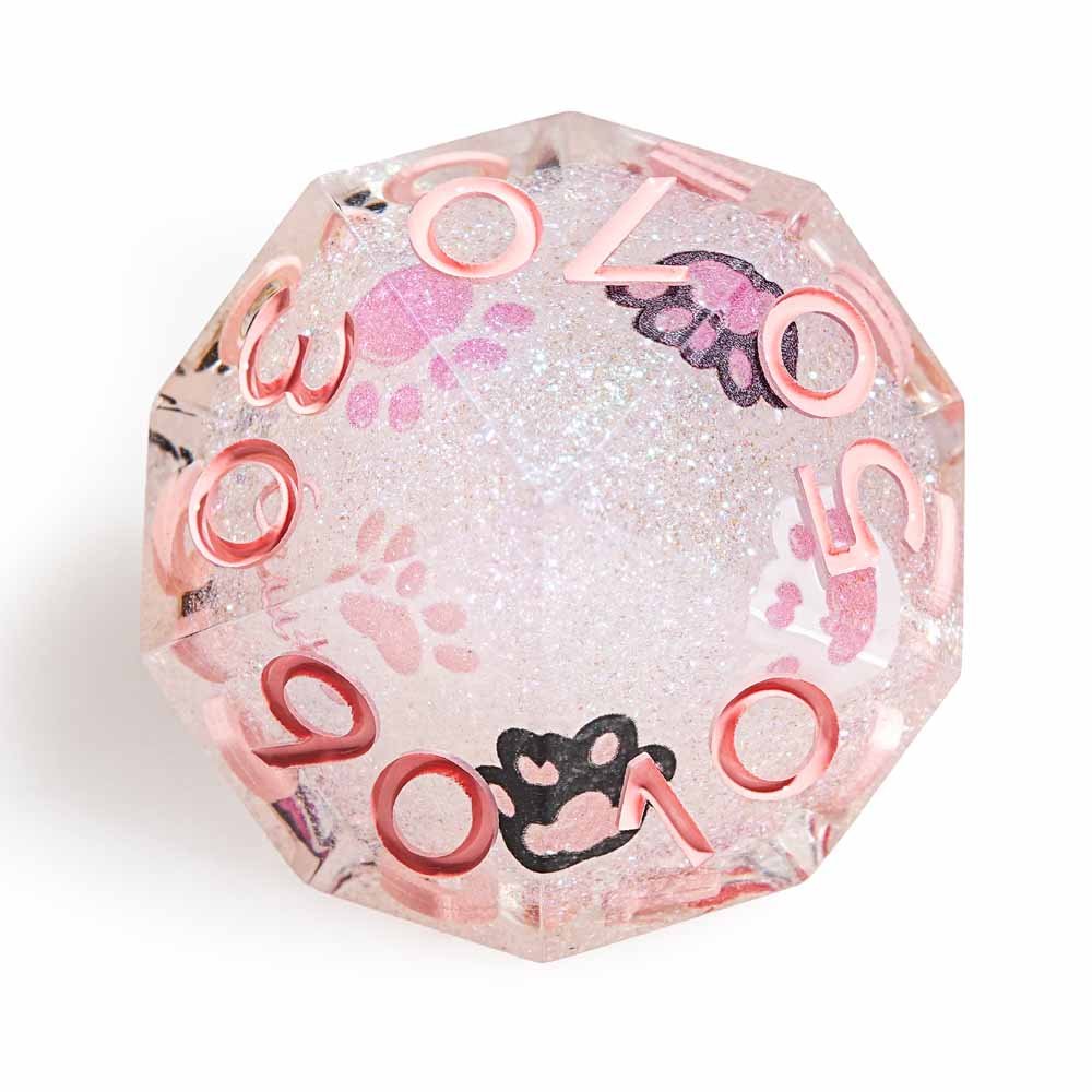 7Pcs Pink Cat's Paw Dice Resin Polyhedral Dice For DND Role Games Playing Collection Set