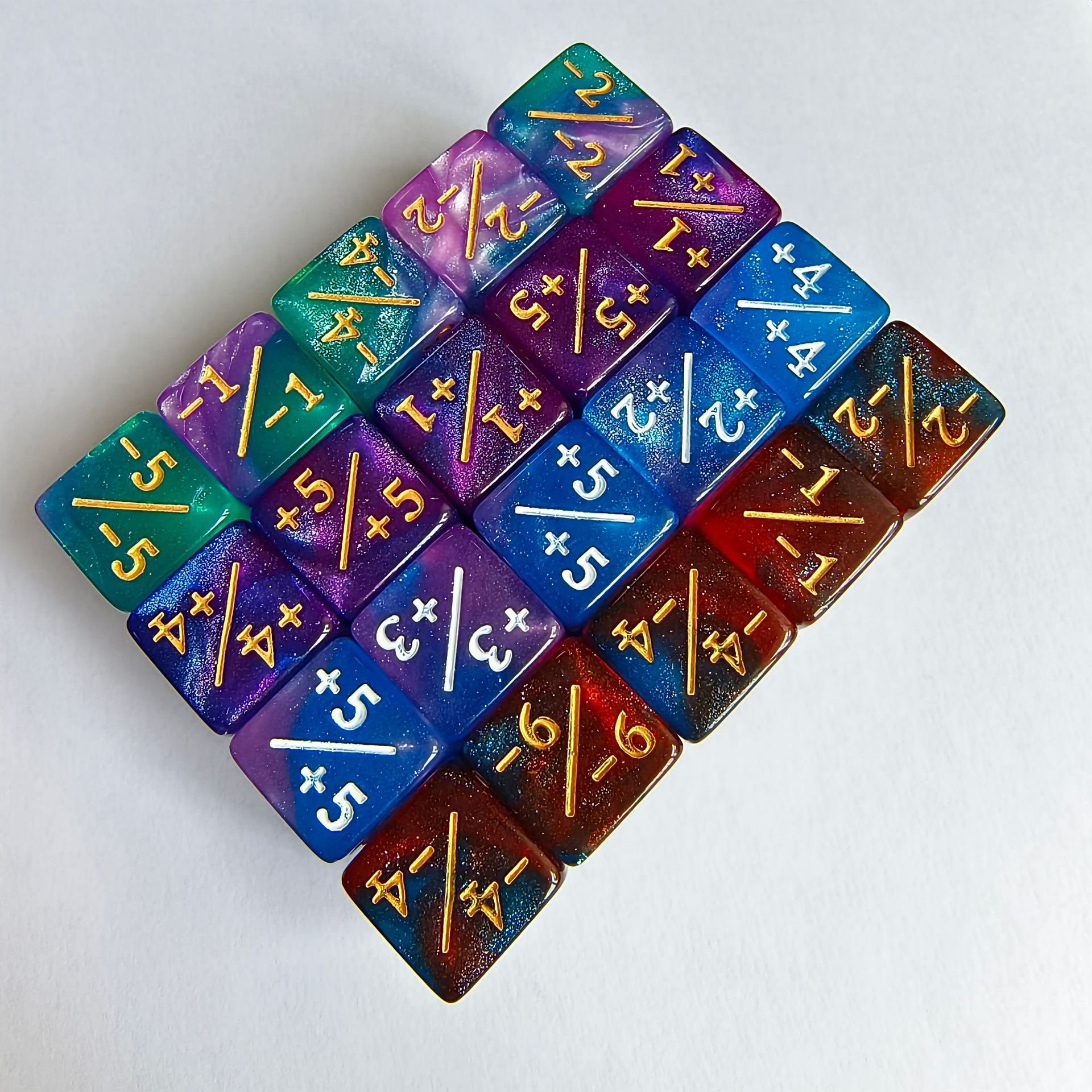 16 two-color stars plus minus symbols dice game props energy table game math preschool education
