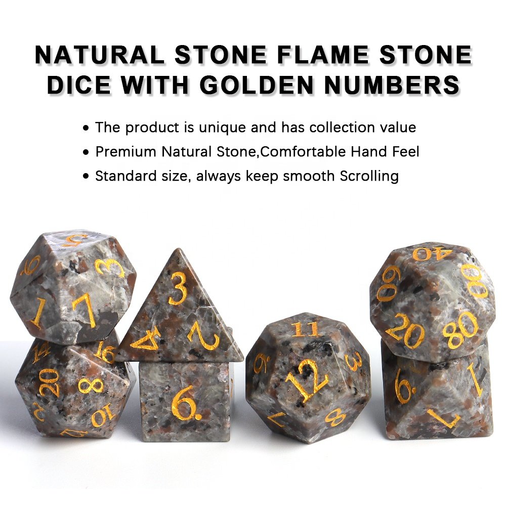 Dice Manufacturers RPG DND Natural Flame Stone Dice Set For Dungeons and Dragons Role-playing Games