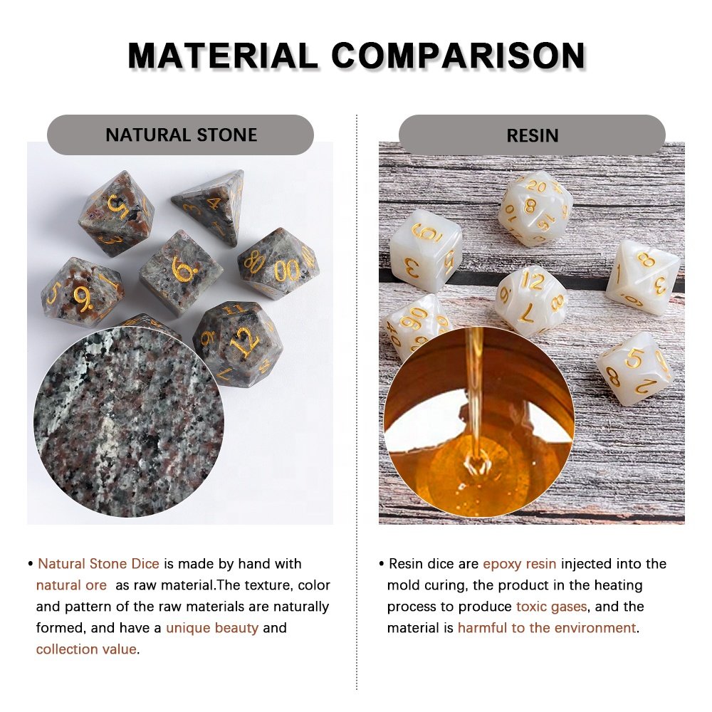 Dice Manufacturers RPG DND Natural Flame Stone Dice Set For Dungeons and Dragons Role-playing Games
