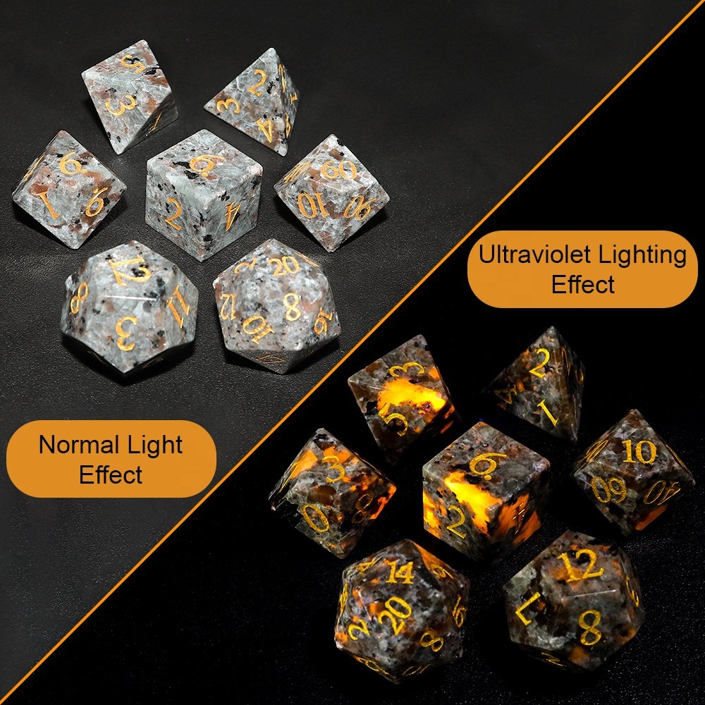 Dice Manufacturers RPG DND Natural Flame Stone Dice Set For Dungeons and Dragons Role-playing Games