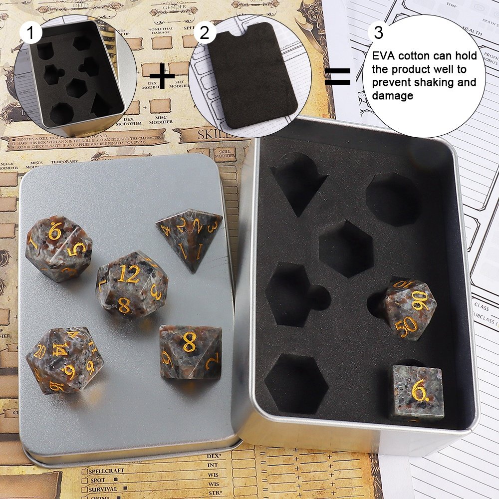 Dice Manufacturers RPG DND Natural Flame Stone Dice Set For Dungeons and Dragons Role-playing Games