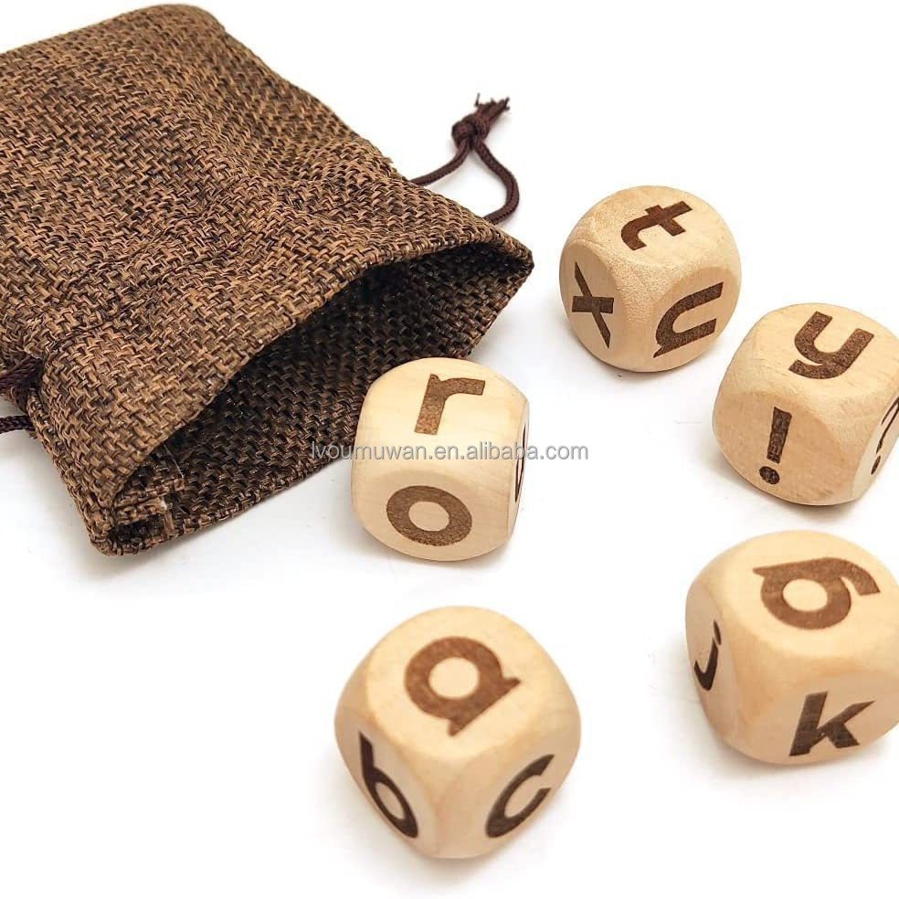 2024 manufacturers custom mdf craft diy wood cube dice Wooden blank round corner lotus wood dice 10-20mm for kids