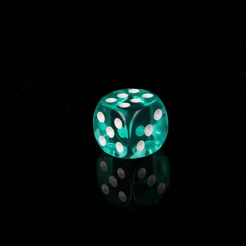 Wholesale 16mm dice custom d6 transparent Green dice with white dot printing for casino poker game