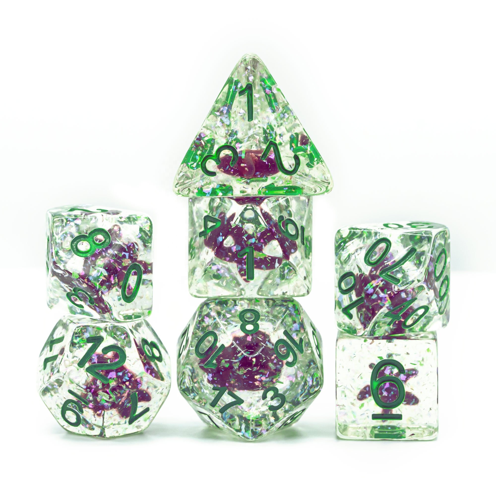 Udixi Polyhedral Resin RPG Dungeons and Dragons custom logo Glitter&Starfish Dice set