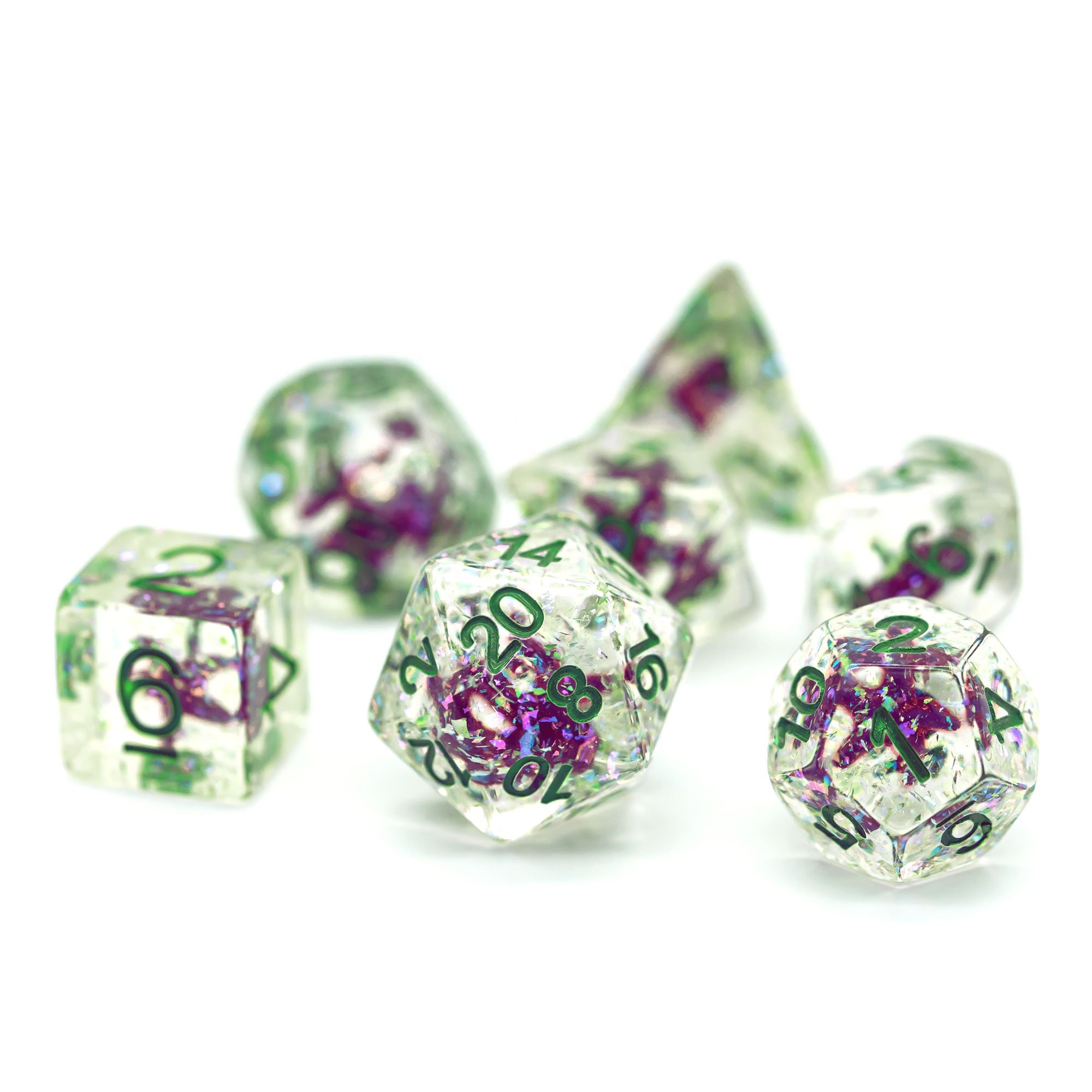 Udixi Polyhedral Resin RPG Dungeons and Dragons custom logo Glitter&Starfish Dice set