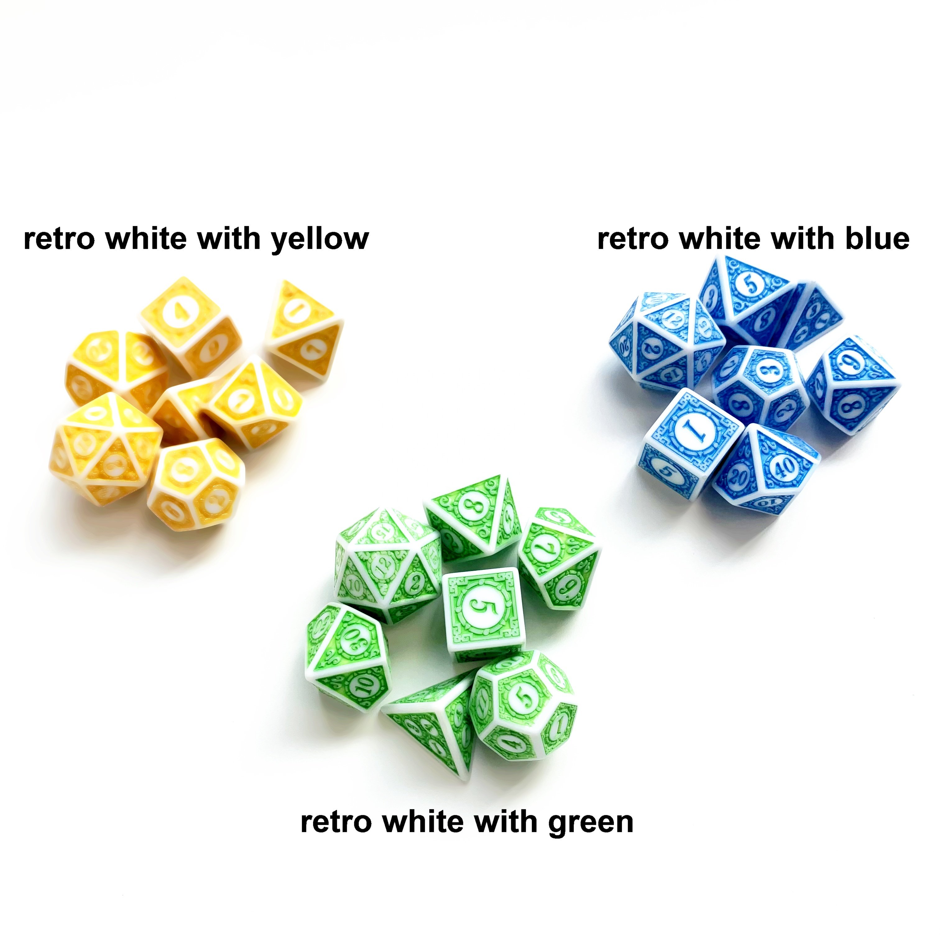 retro colors Acrylic RPG bulk dice 7pcs per set dice gaming polyhedral 20 sided faces DND d&d plastic dice sets