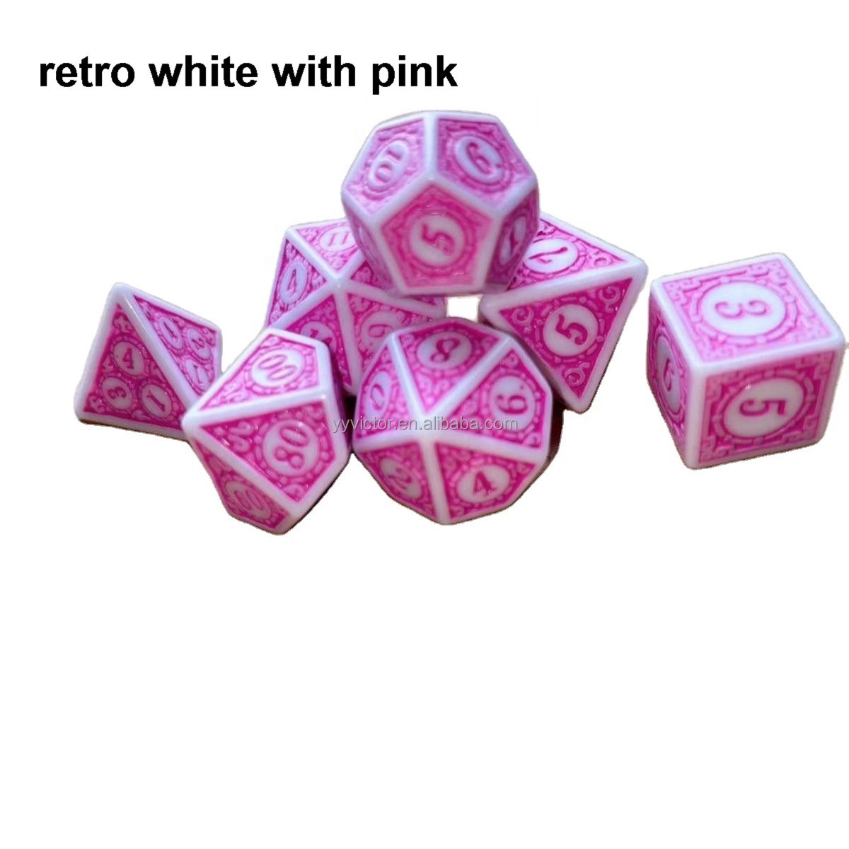retro colors Acrylic RPG bulk dice 7pcs per set dice gaming polyhedral 20 sided faces DND d&d plastic dice sets