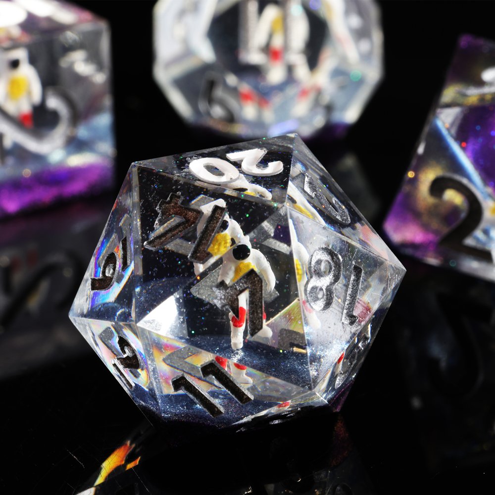 MINI PLANET DND Dice Set 3D Skull Astronaut Polyhedral Dice TRPG Dungeons&Dragons Game Wholesale Custom Resin DND Dice Sets