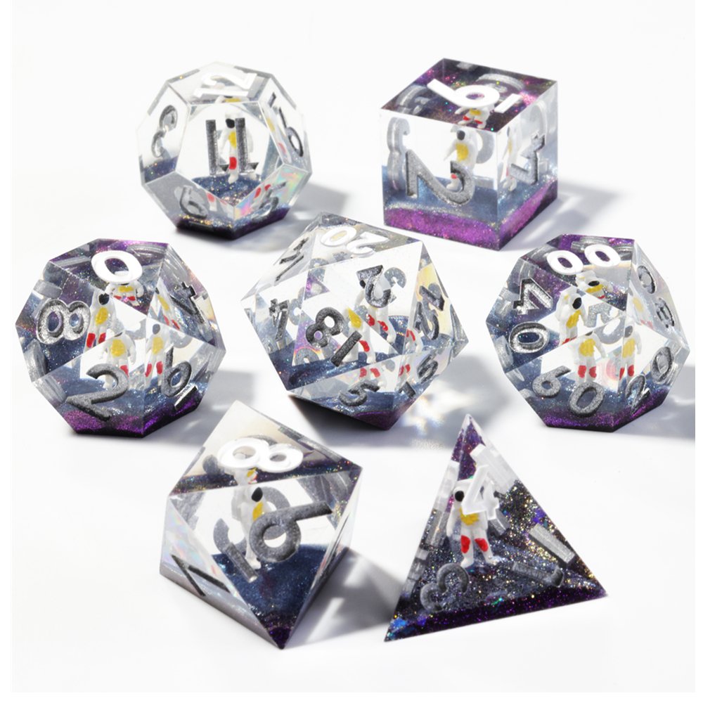 MINI PLANET DND Dice Set 3D Skull Astronaut Polyhedral Dice TRPG Dungeons&Dragons Game Wholesale Custom Resin DND Dice Sets