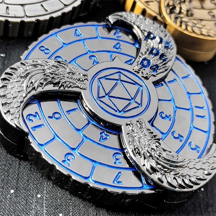 Unique Stress Relief Toy Dungeons and Dragons Fidget-Spinner Metal Roulette Dice