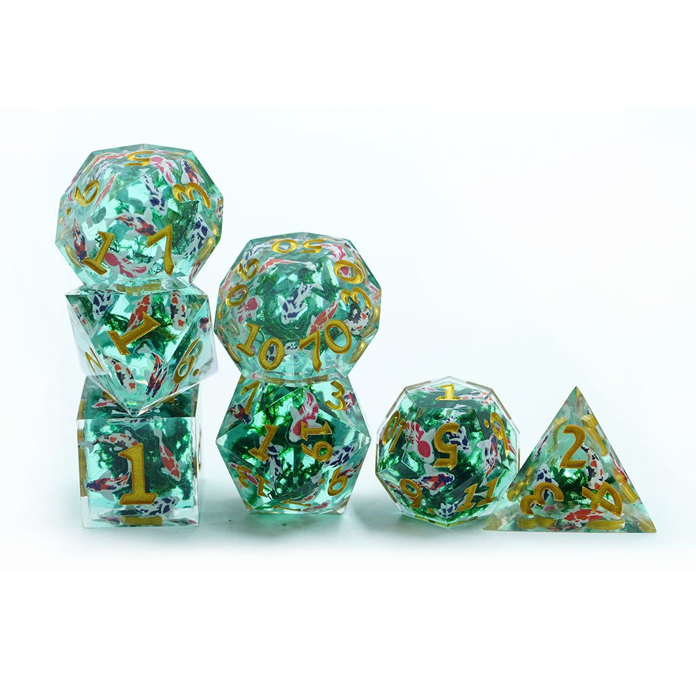 Yushun Custom 7pcs set custom dice 16mm polyhedral DND resin sharp edge colorful dice