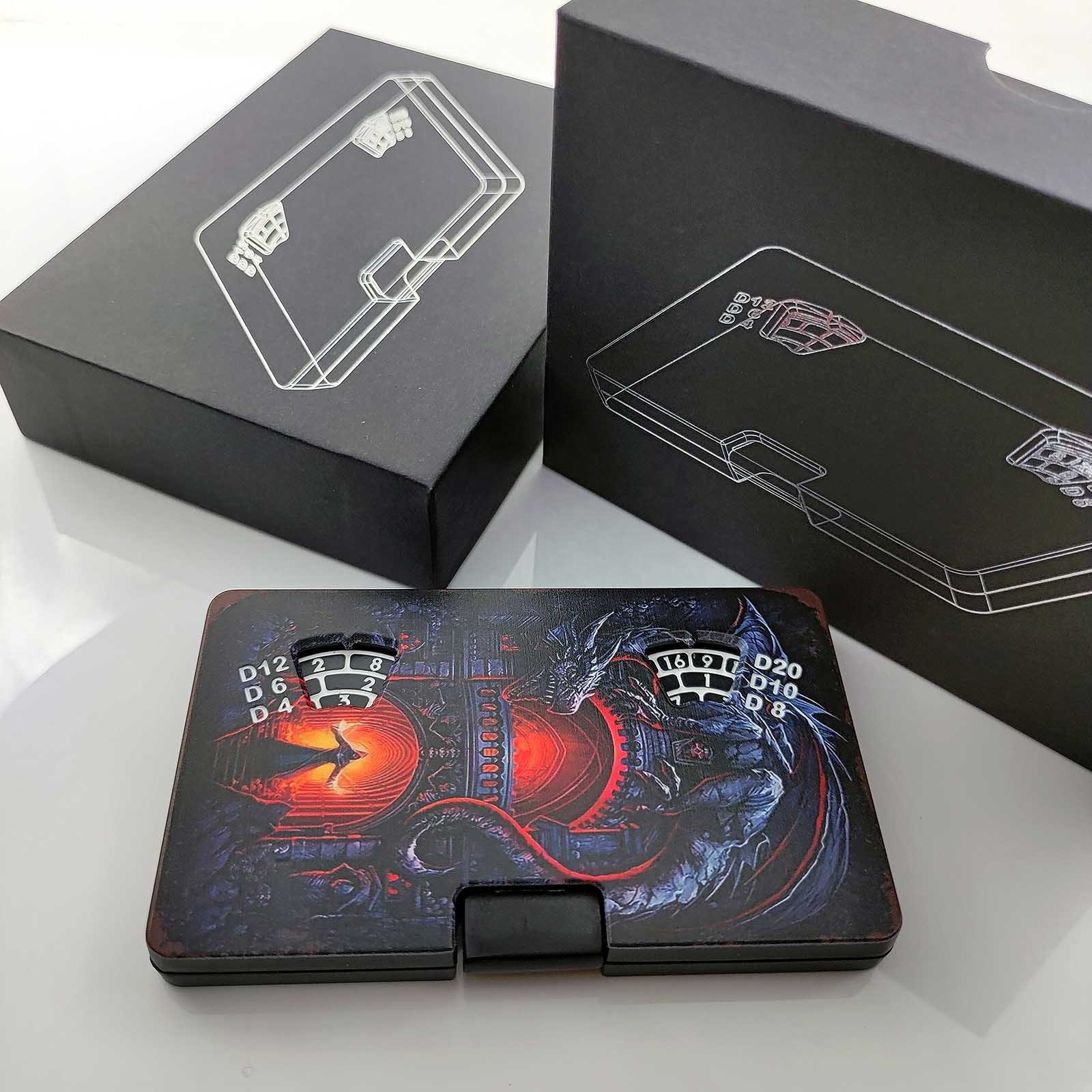 Creative New Design 7-in-1 Single Card Metal Dice Dark Theme Summon Dragon Fidget Spinner Dice for Dungeons and Dragons