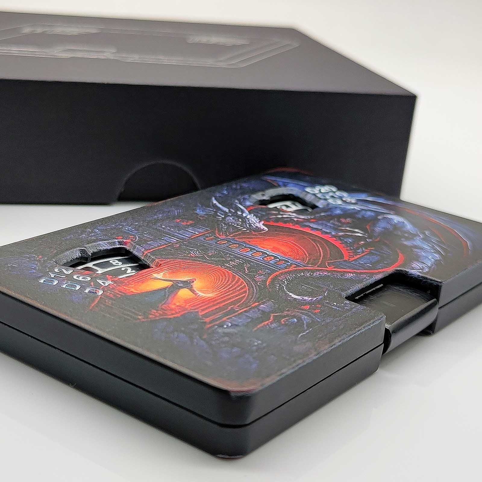 Creative New Design 7-in-1 Single Card Metal Dice Dark Theme Summon Dragon Fidget Spinner Dice for Dungeons and Dragons