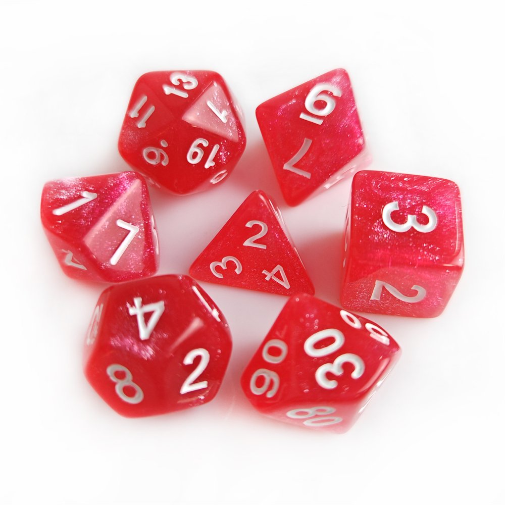 New Acrylic DND Dice Set Single Color Transparent Glitter Polyhedron Plastic Dice for Dungeons and Dragons RPG Board Game